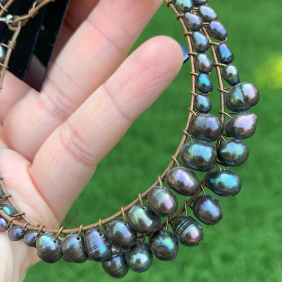 Iridescent Freshwater Pearl Hoop Earrings - Picture 14 of 16